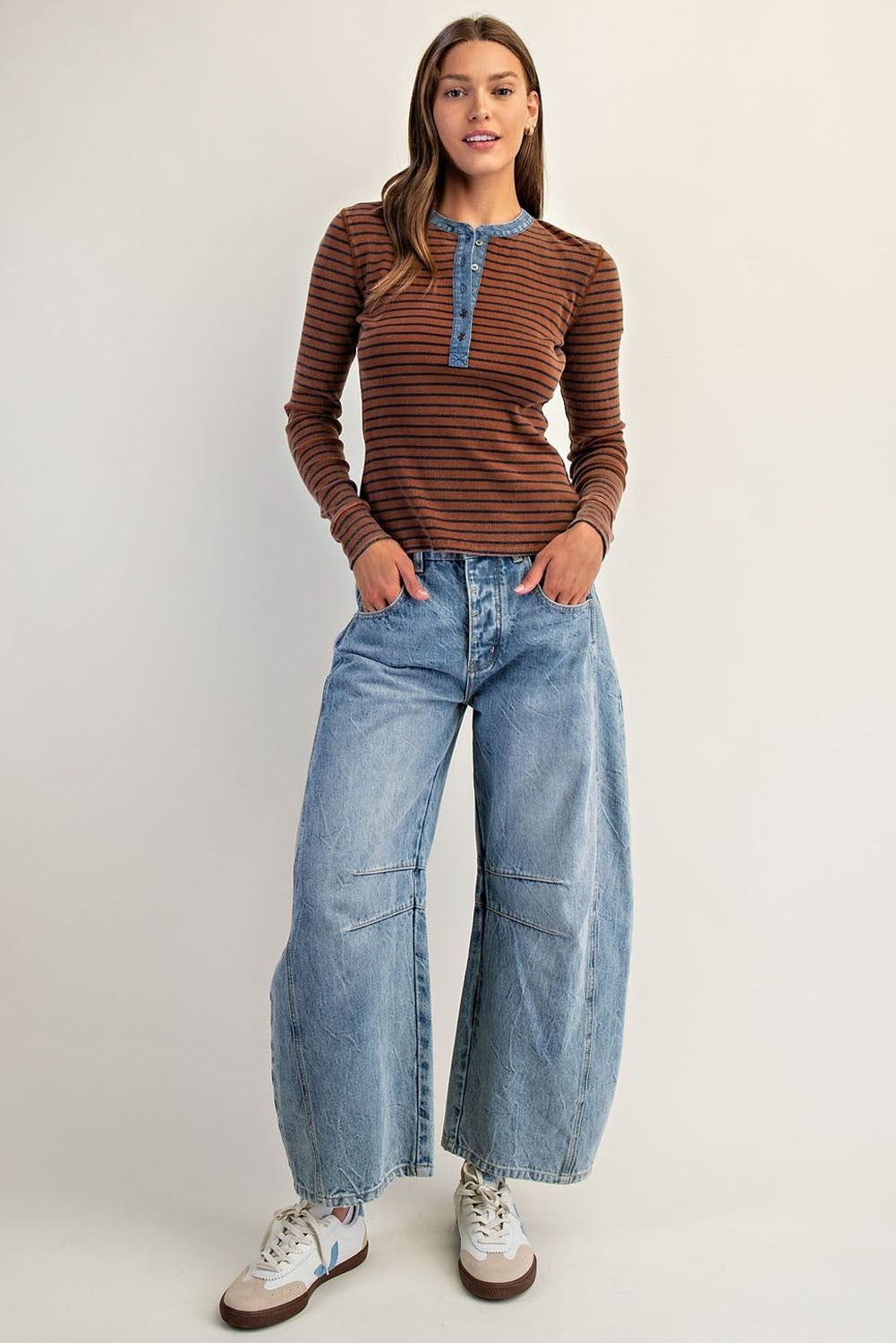 Snow Wash Contrast Henley