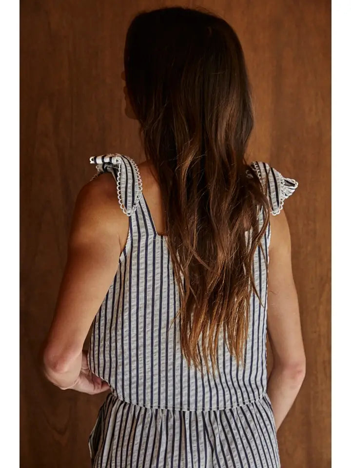 Striped Tie Strap Crop
