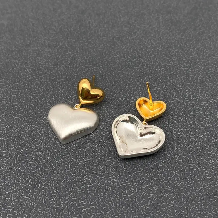 Two Tone Heart Earring