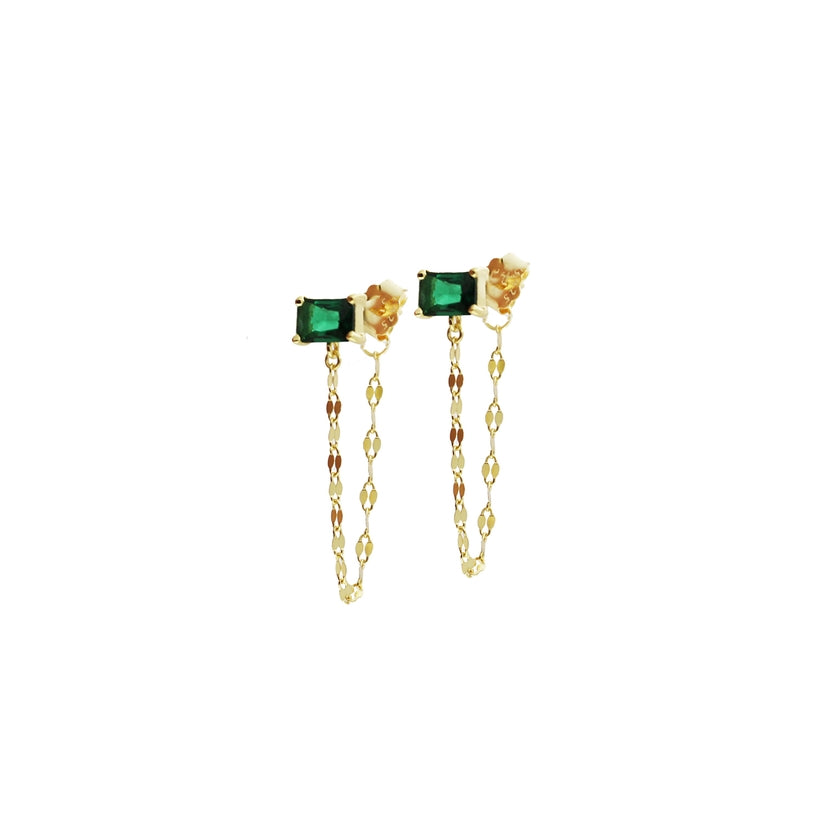 Marlyn Rectangle Stone Post Drape Earring