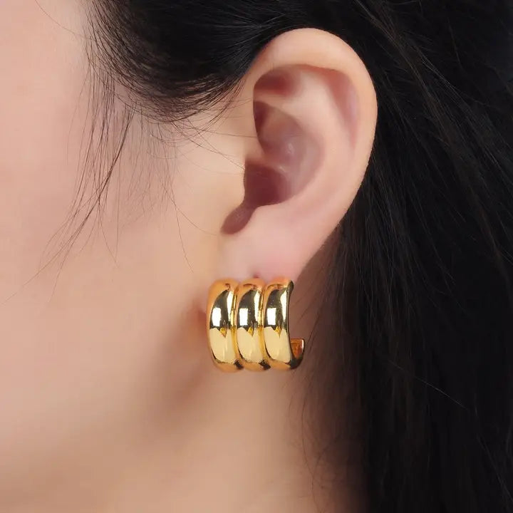 Triple Band Hoop Earrings
