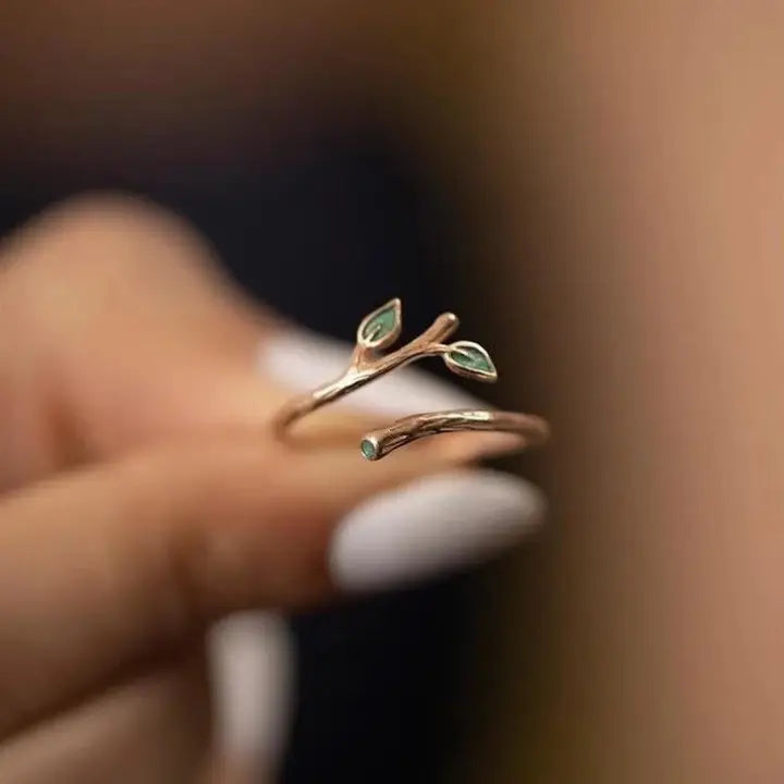 Green Tree Leaf Stacking Ring