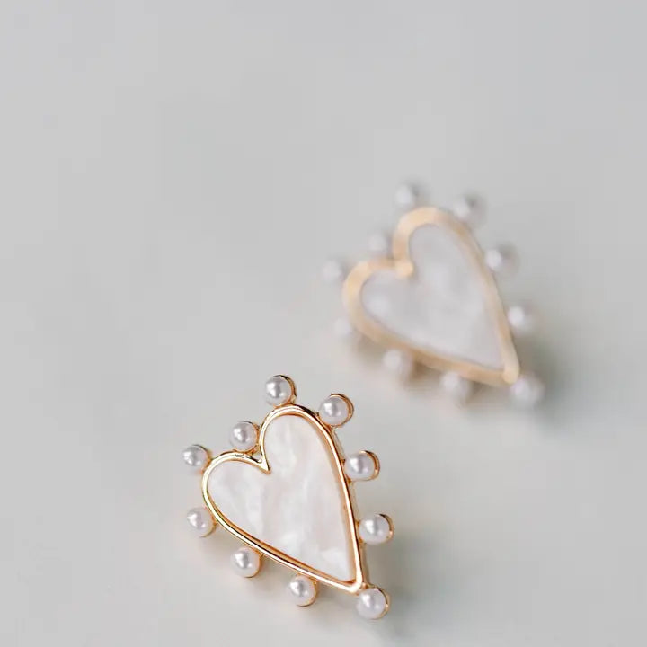 Pearl Studded Heart Earring