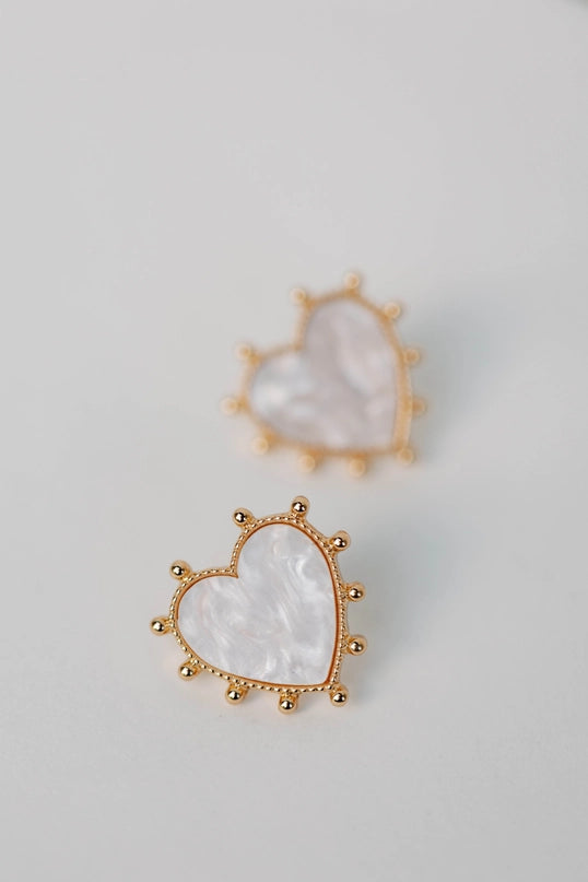 Gold Studded Heart Earrings