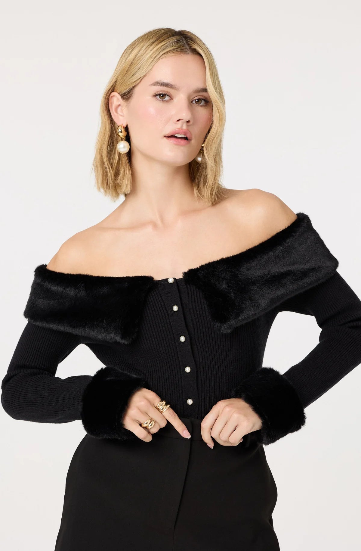 Tabathia Faux Fur Trim Sweater