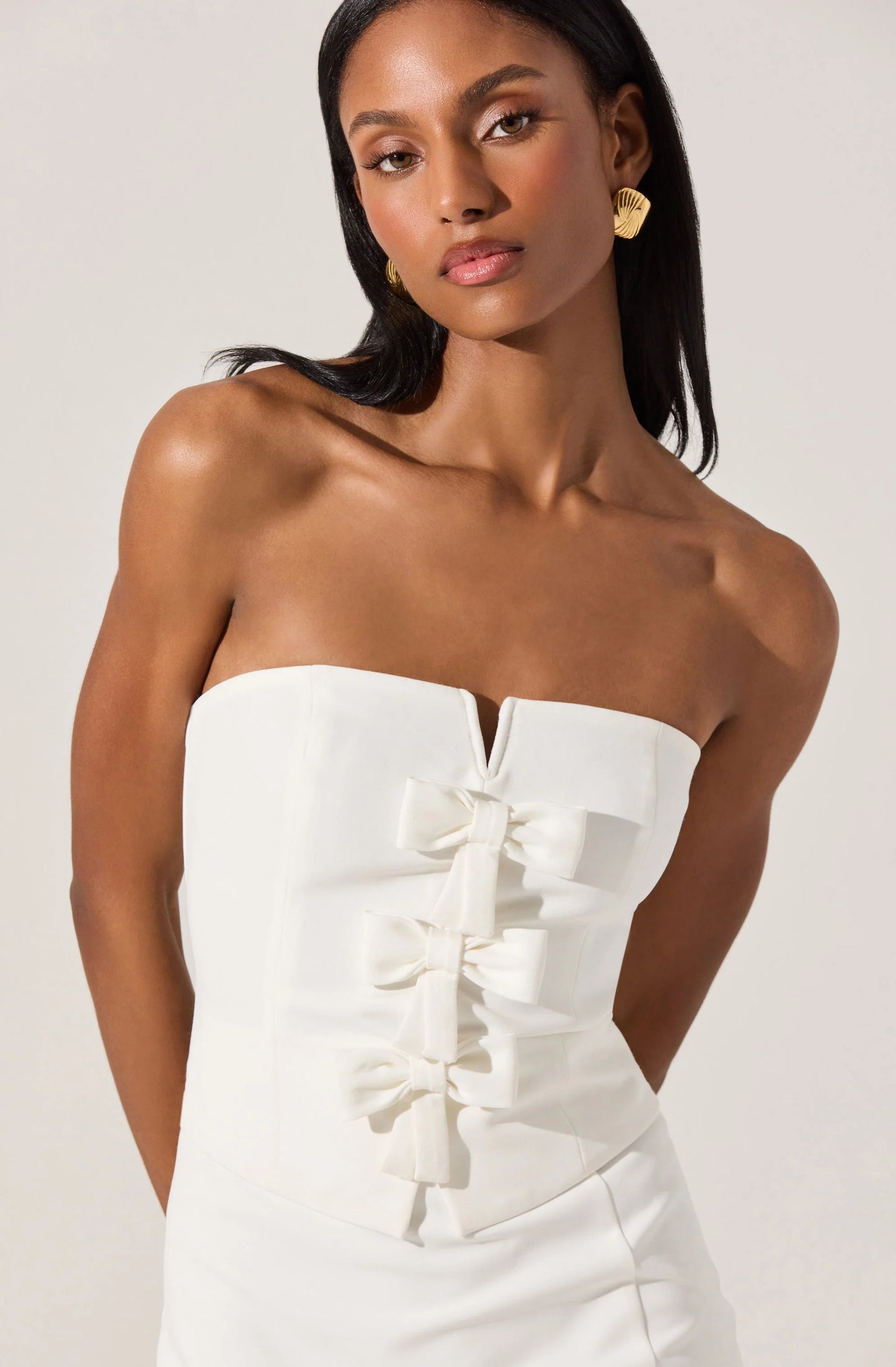 Strapless Layered Bow Mini Dress
