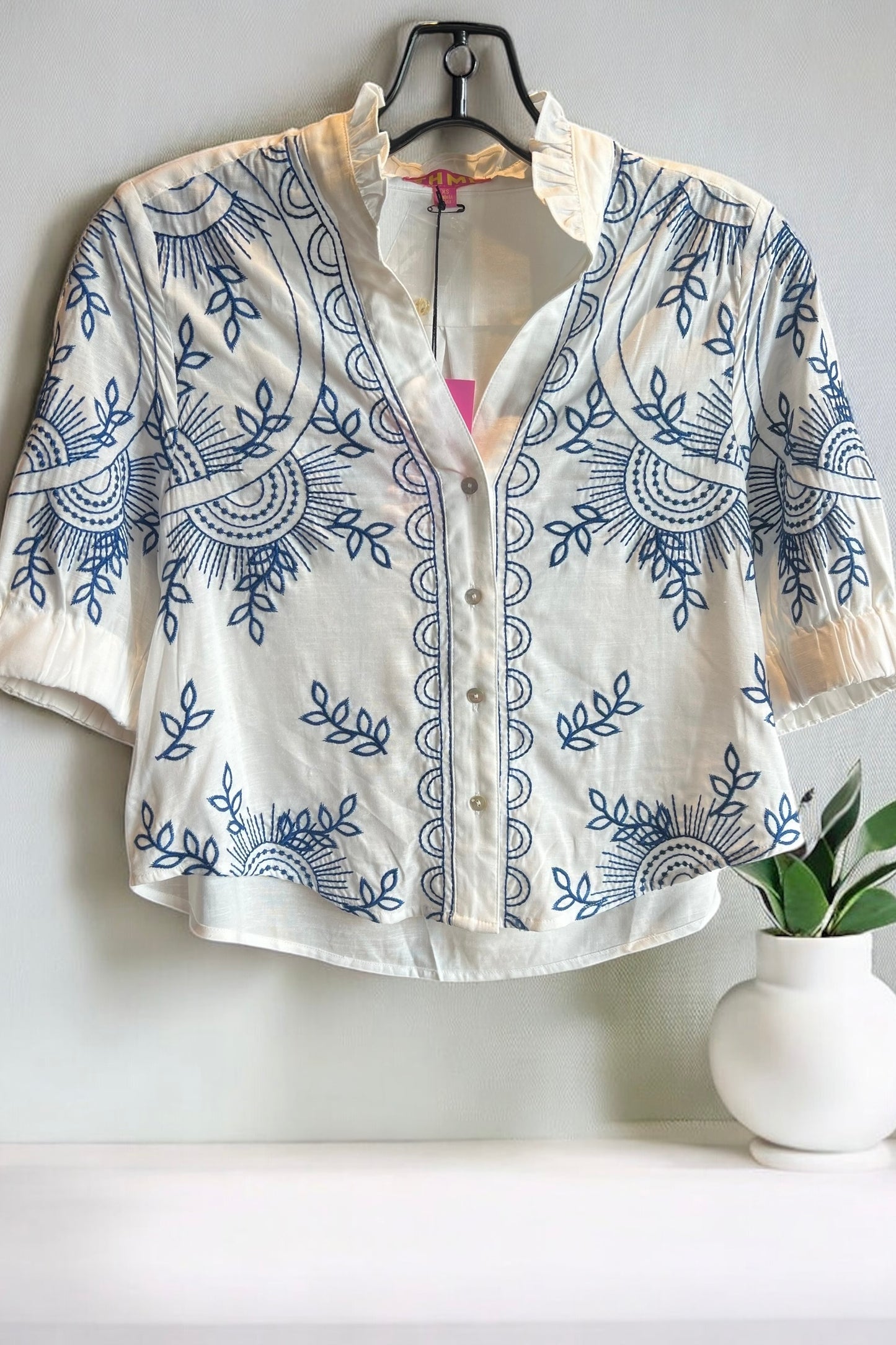 Perry Embroidered Crop Blouse