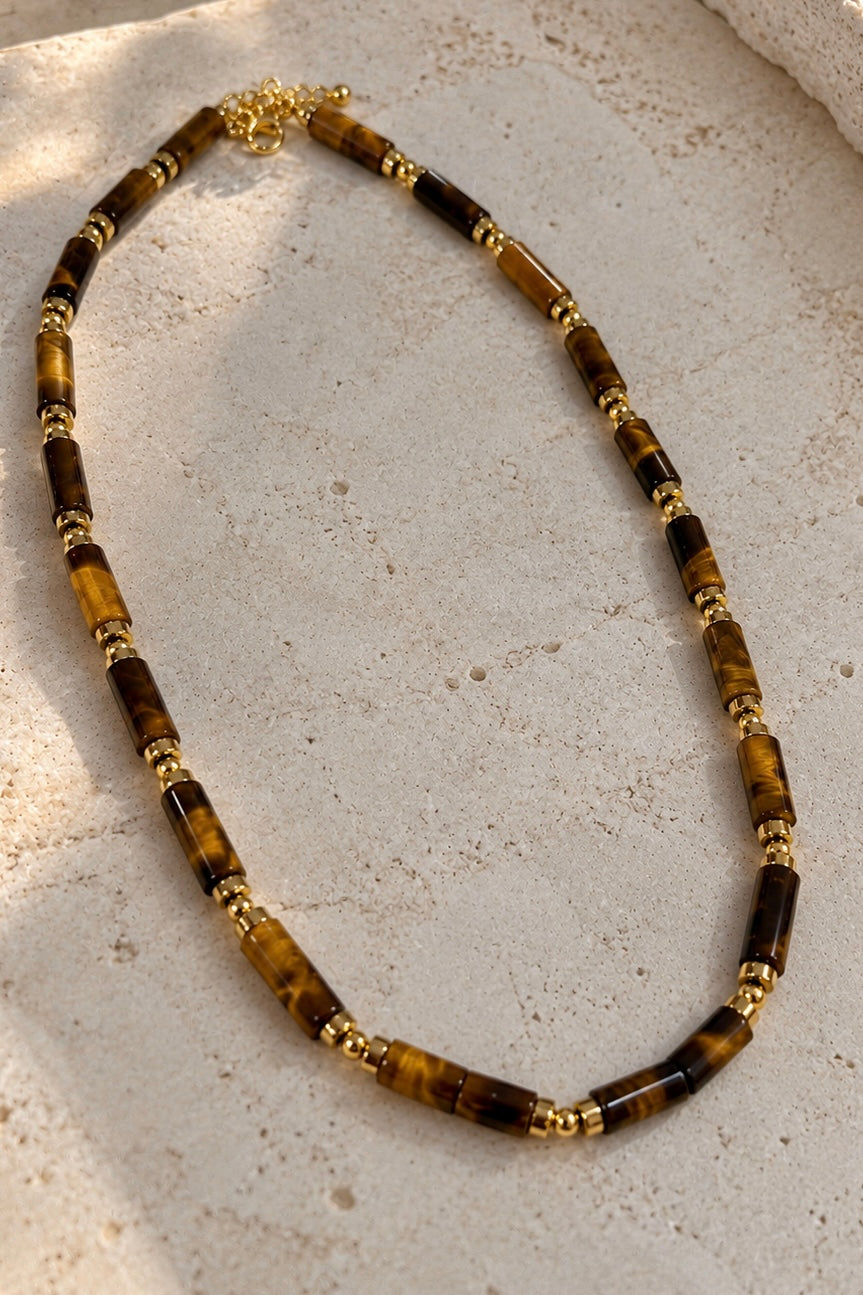 Gemstone Tube 16.5 Inch Choker Necklace