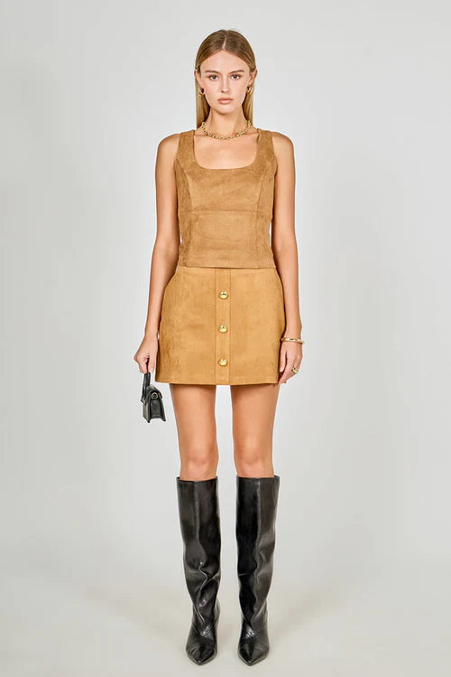 Suede Scoop Neck Tank