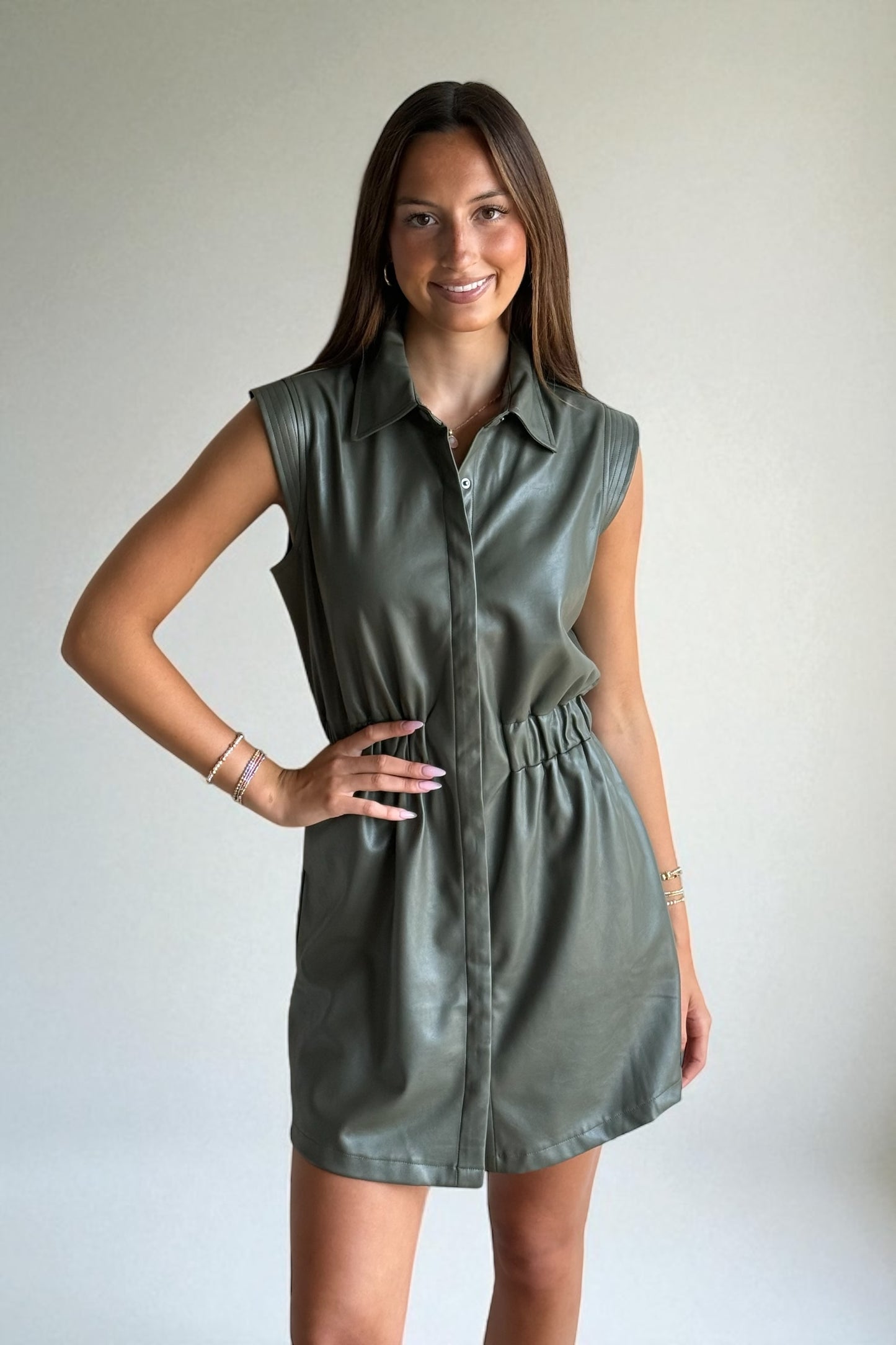 Pine Faux Leather Dress