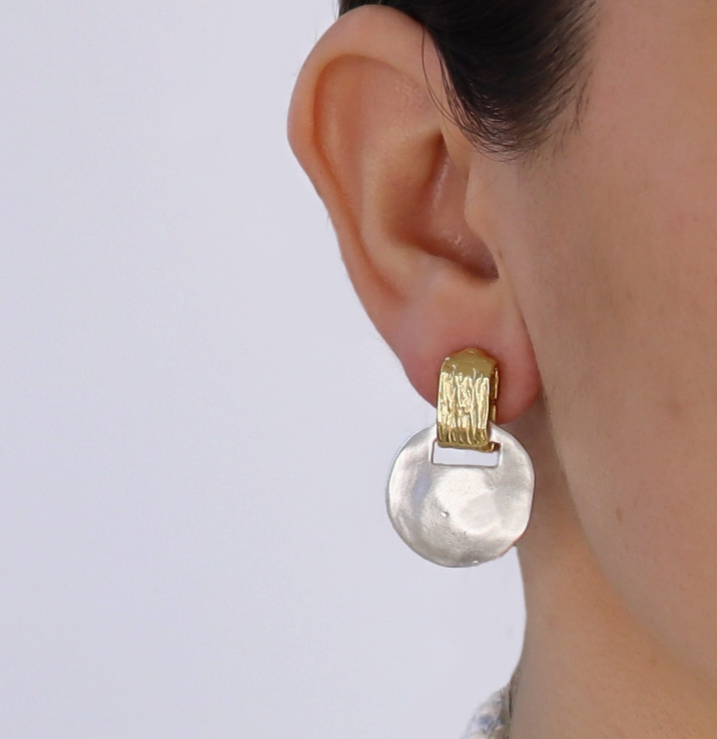 Mixed Metal Short Drop Earrings