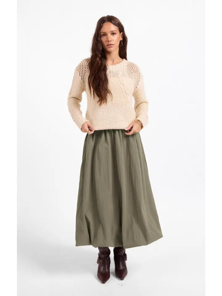 Village Belted Midi Skirt