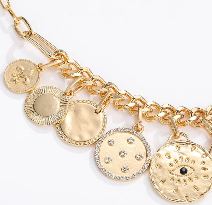 Hoopla Evil Eye Protection Charm Necklace