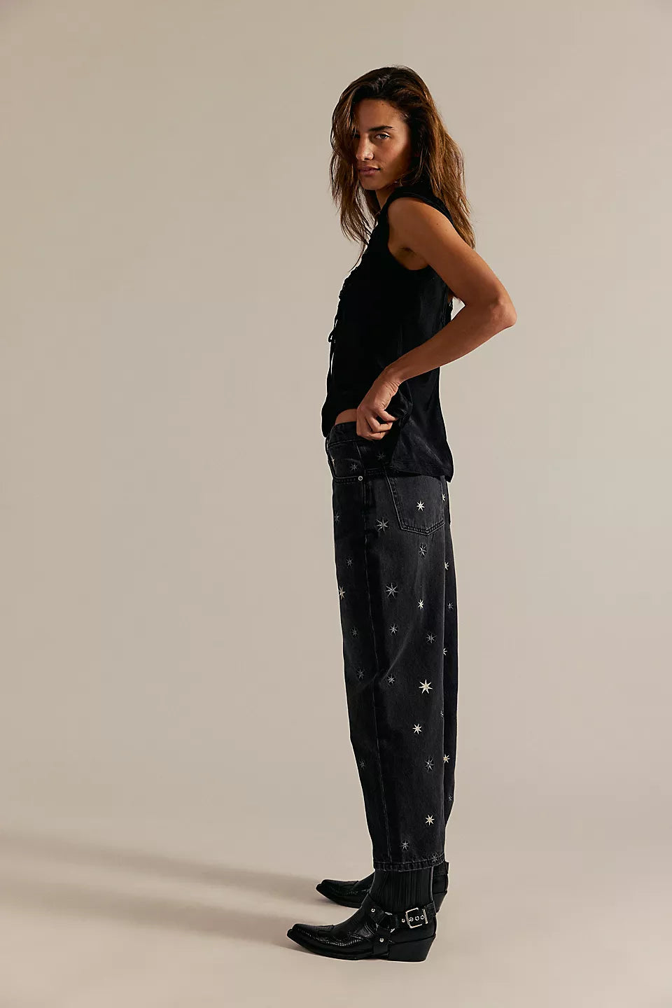 Deep Trance Shine Embroidered Jeans