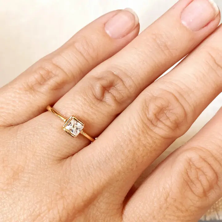 Square Solitaire Ring
