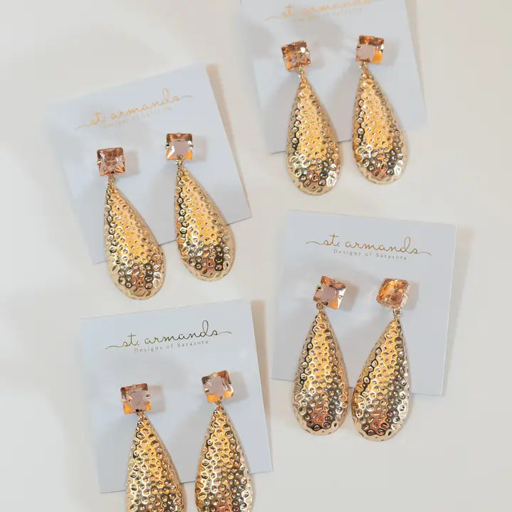 Rose Bubbles Hammered Earrings