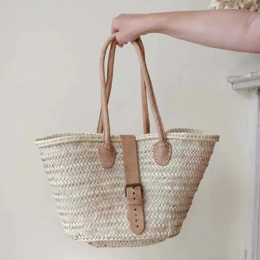 Straw Buckle Basket Bag