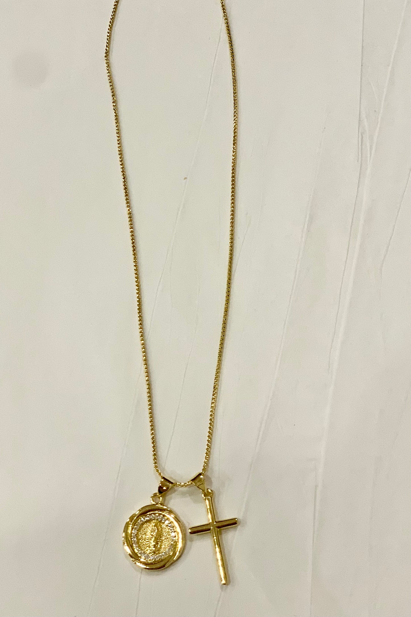 Mary Cross Double Necklace