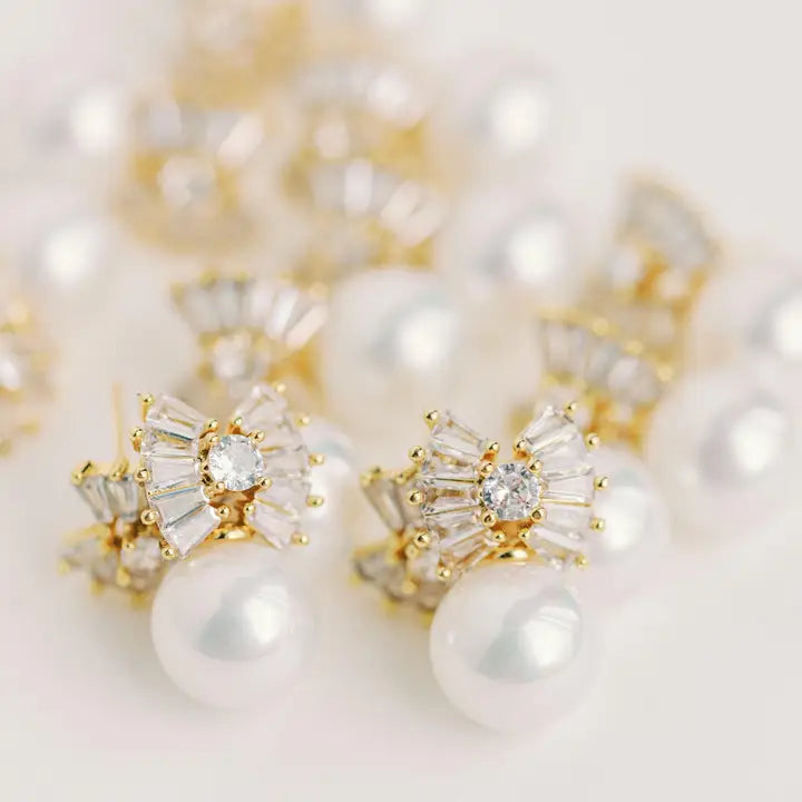 Stud Pearl Bow Earrings
