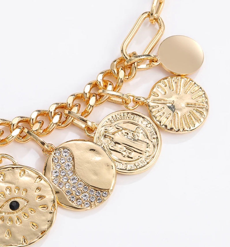 Hoopla Evil Eye Protection Charm Necklace