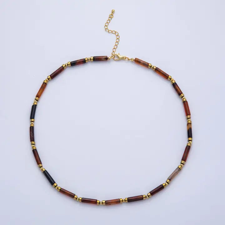 Gemstone Tube 16.5 Inch Choker Necklace