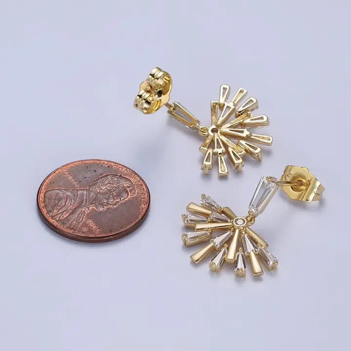 Fan Drop Dangle Stud Earrings