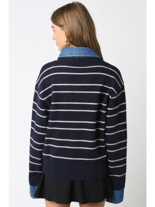 Sofia Stripe Denim Combo Top