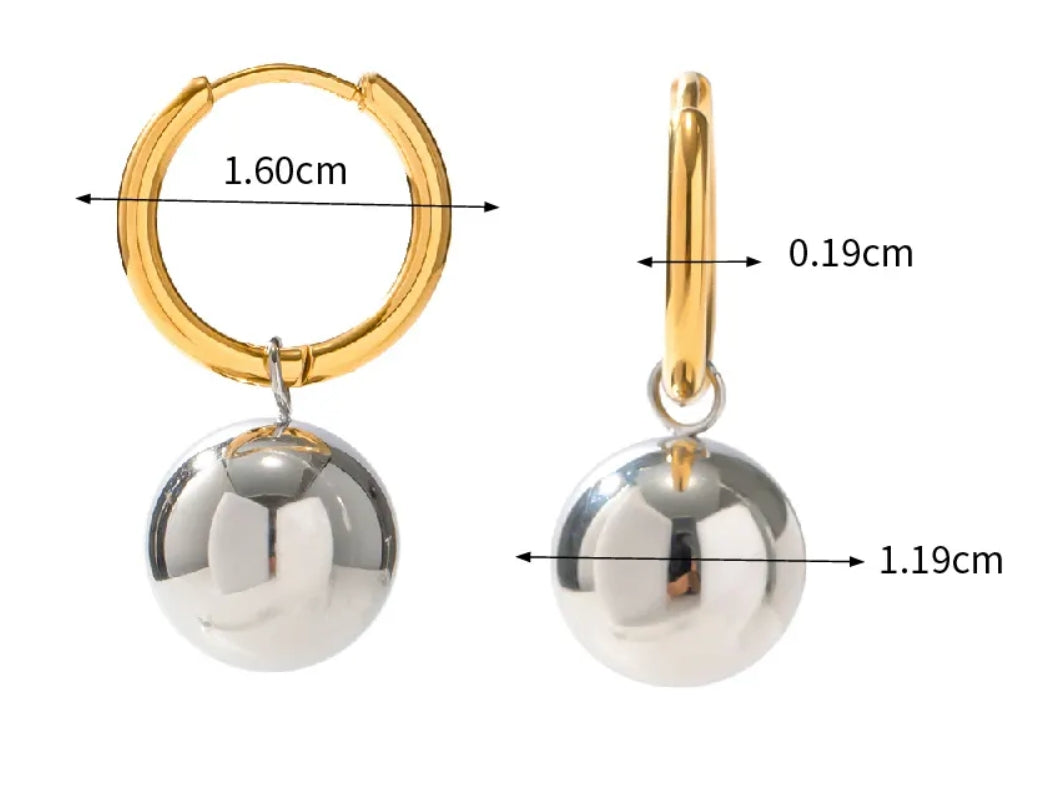 Hoopla Charm Ball 2 Tone Hoop Earring
