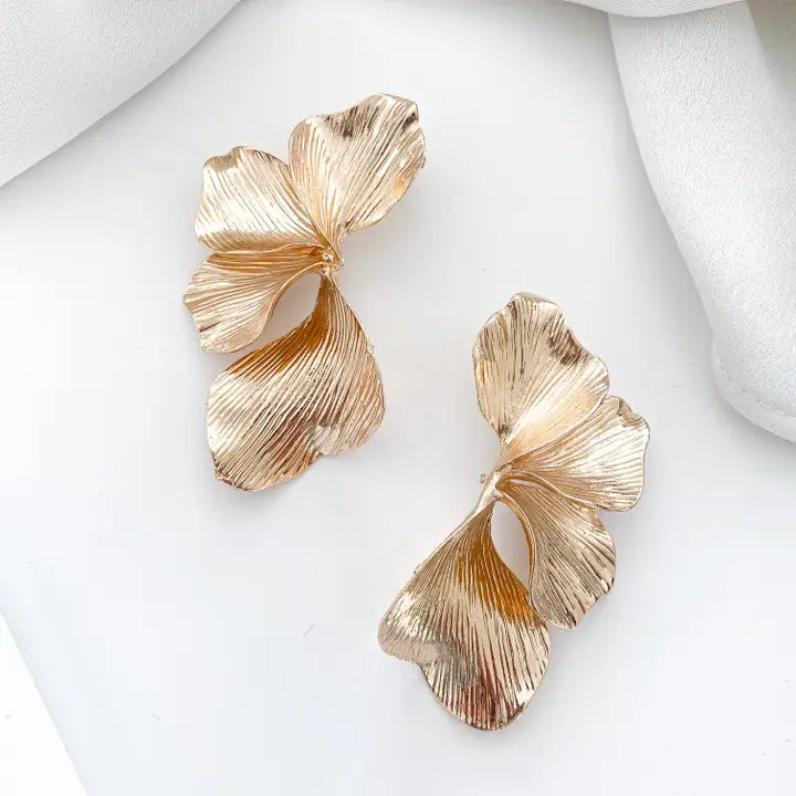 Iris Petal Flower Earrings