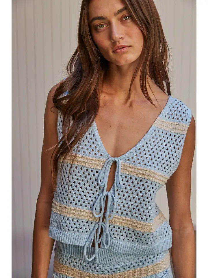 Crochet Sweater Striped Vest Top