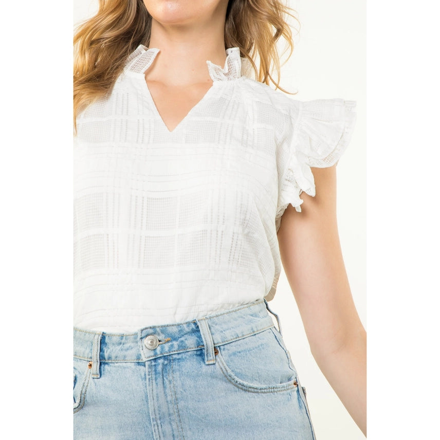 Flutter Sleeve Gingham Top