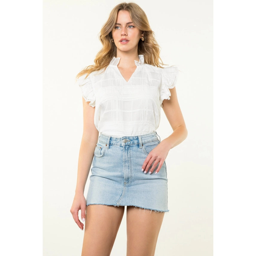 Flutter Sleeve Gingham Top