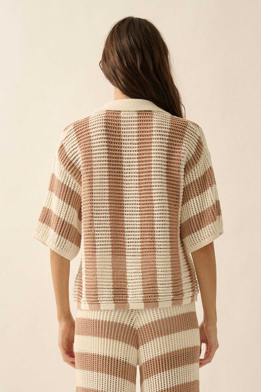 Striped Crochet Knit Top