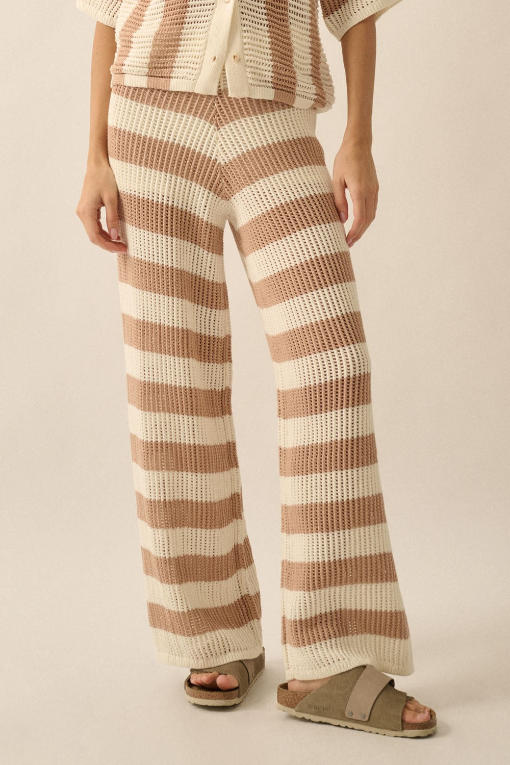 Crochet Stripe Knit Pants