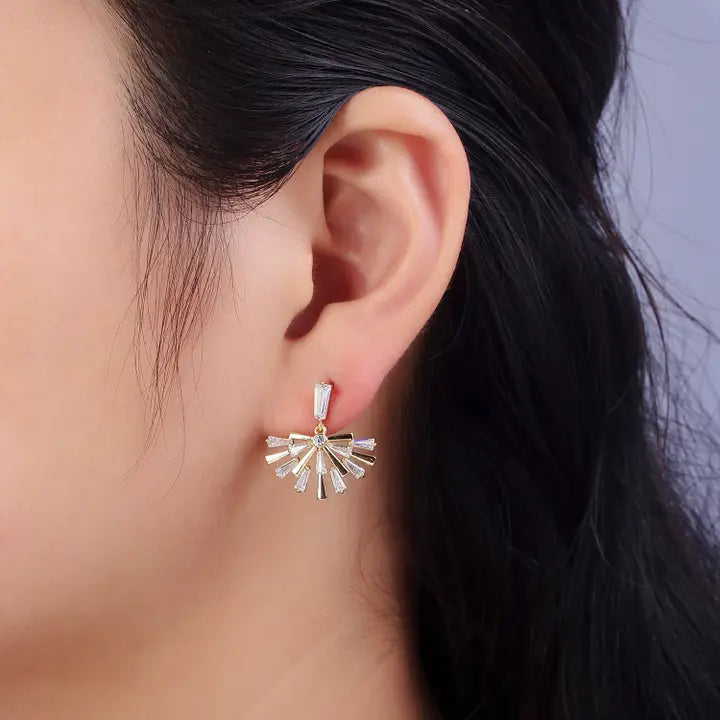Fan Drop Dangle Stud Earrings