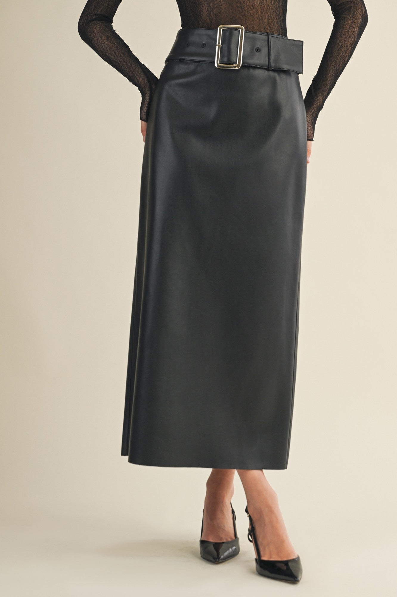 Buckle Up Midi Skirt