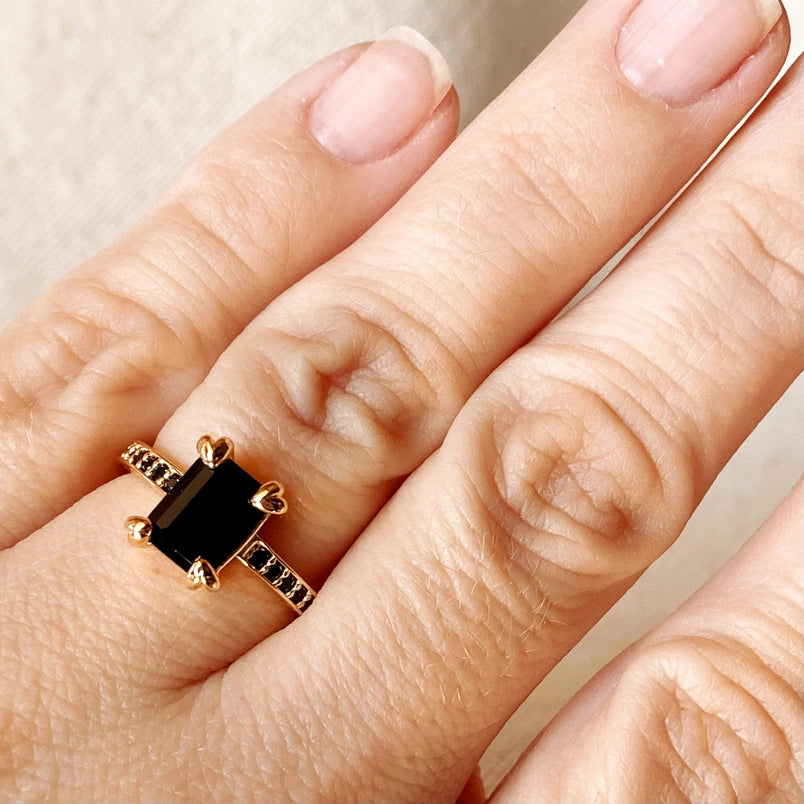 Black Solitaire Ring