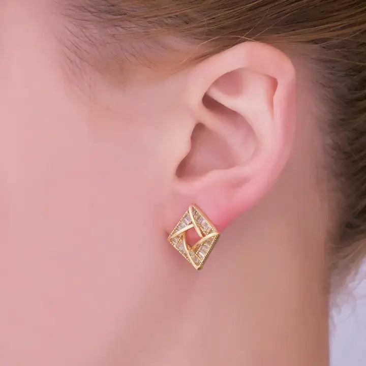 Deco Diamond Stud Earrings