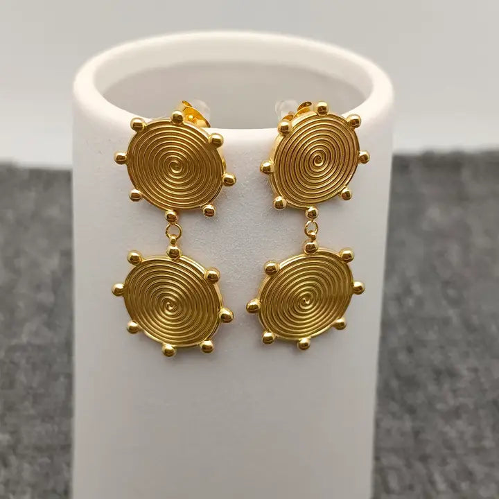 Double Spiral Disc Earrings