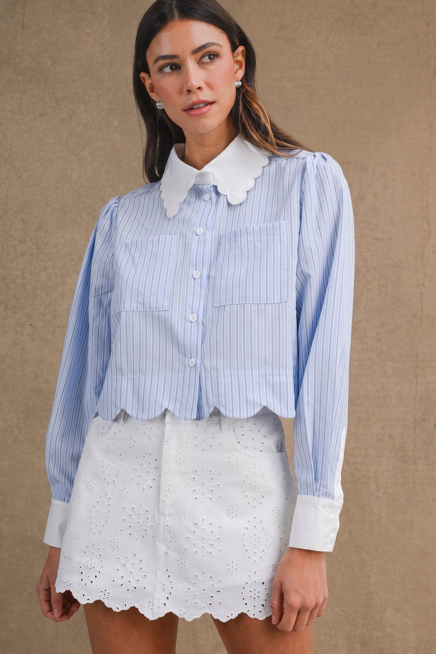 Eyelet Denim Skort