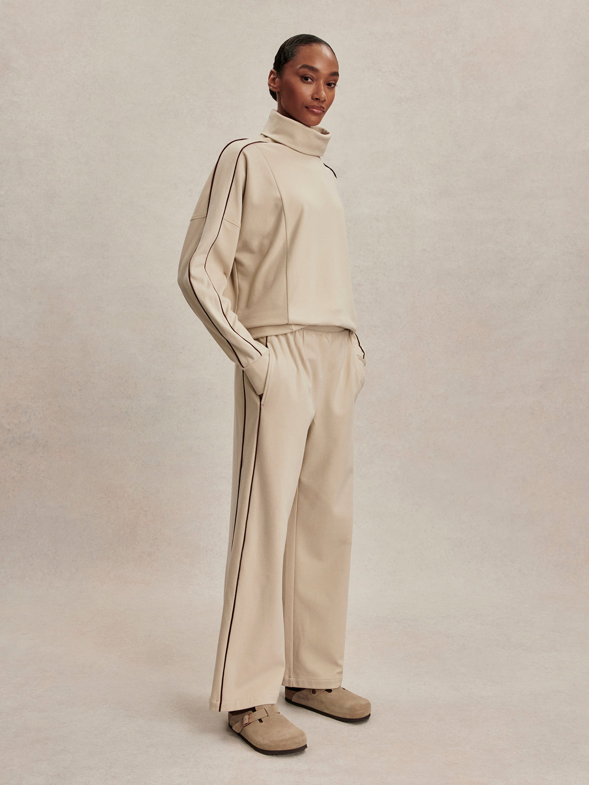 Brushed Rib Wide Leg Pant 30"