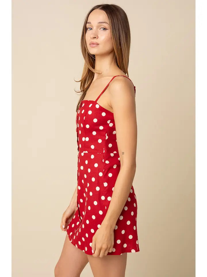 Brittany Polka Dot Button Mini Dress
