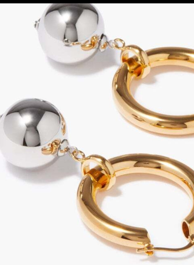 Hoopla Charm Ball 2 Tone Hoop Earring