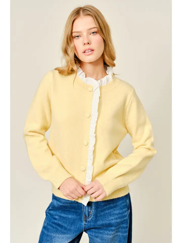 Ruffle Prep Contrast Cardigan