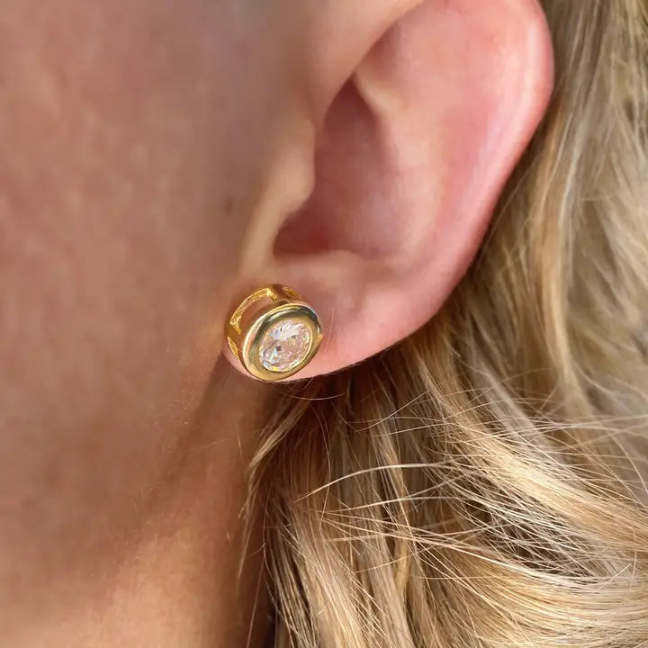 Bezeled CZ Stud Earring