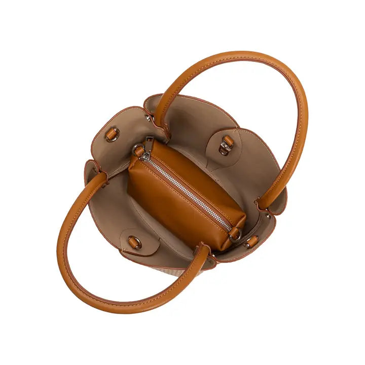 Tulip Raffia Top Handle Bag