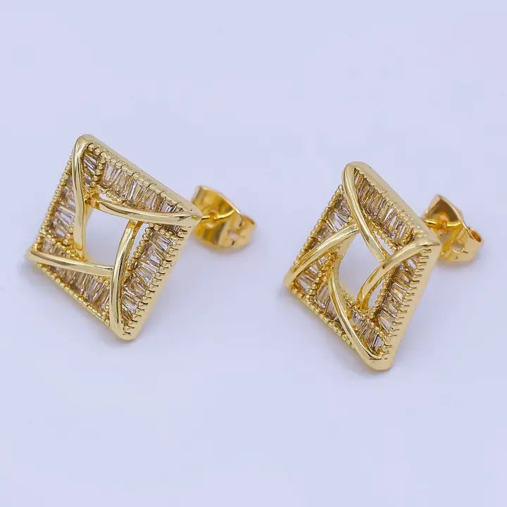 Deco Diamond Stud Earrings