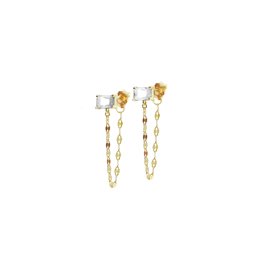 Marlyn Rectangle Stone Post Drape Earring