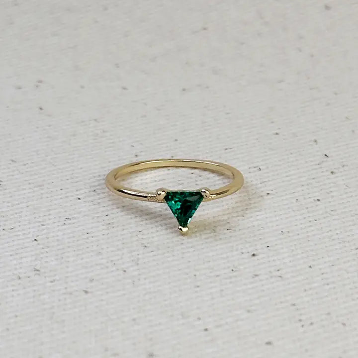 Trillion Emerald Solitaire Ring