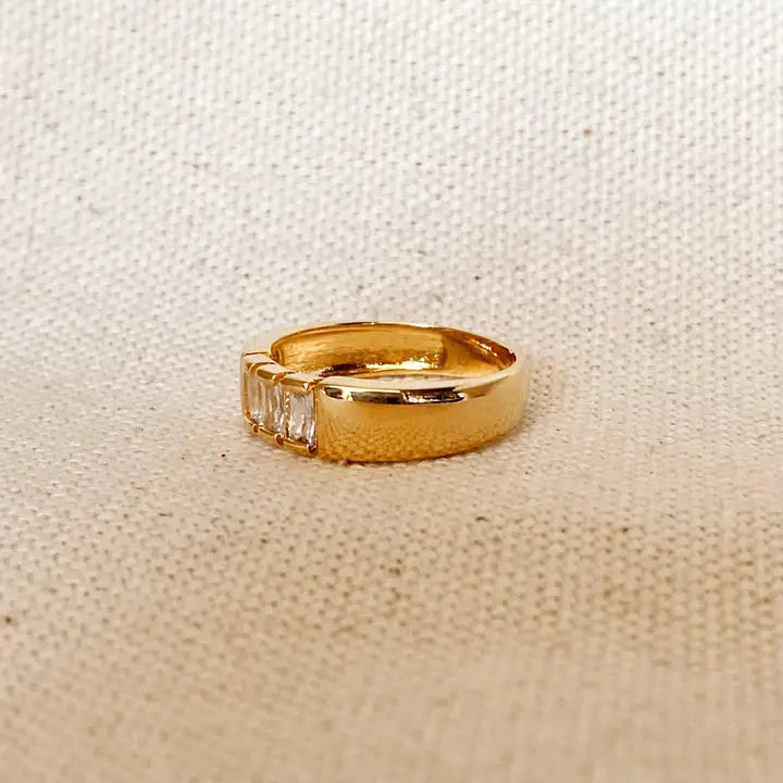 Trio Baguette Cubic Zirconia Stone Ring